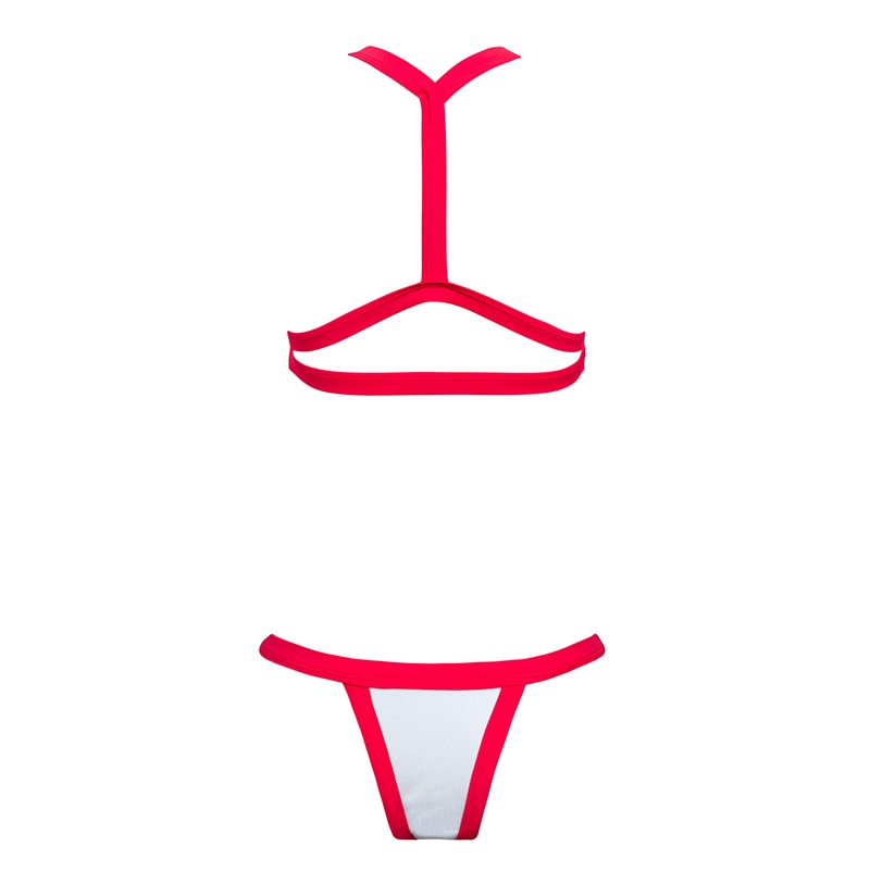 High-waist bandeau push-up bikini with buckle, Brazilian micro thong swimwear, perfect for summer beachwear, by The Clothing Company Sydney.