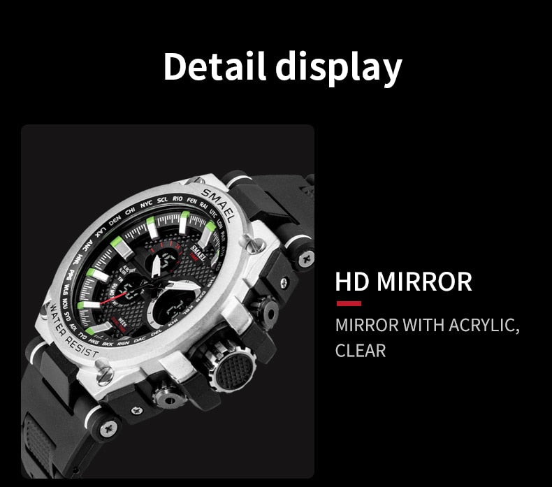 Men's sport digital watch by The Clothing Company Sydney, LED display, water-resistant up to 50m, multifunction quartz wristwatch.