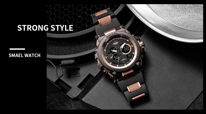 Men's Sport watch by The Clothing Company Sydney with LED display, 50m water resistance, digital multifunction quartz wristwatch