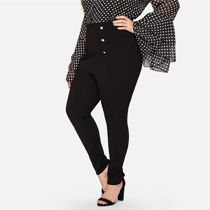 Black high waist double-breasted zipper closure pencil pants for women, plus size trousers from The Clothing Company Sydney.