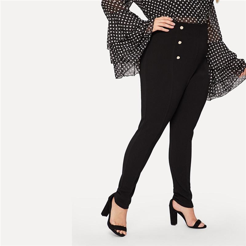 Black high waist pencil pants for women with double breasted zipper closure, plus size trousers by The Clothing Company Sydney.