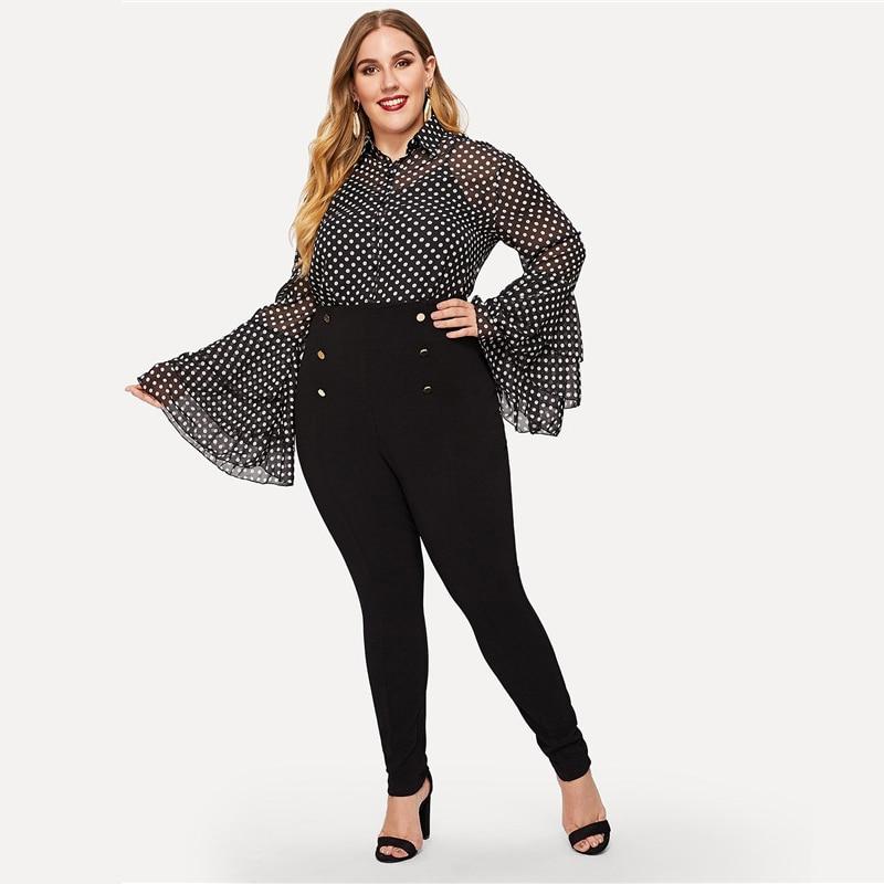 Black high waist pencil pants for women with double breasted style and zipper closure, plus size trousers from The Clothing Company Sydney.