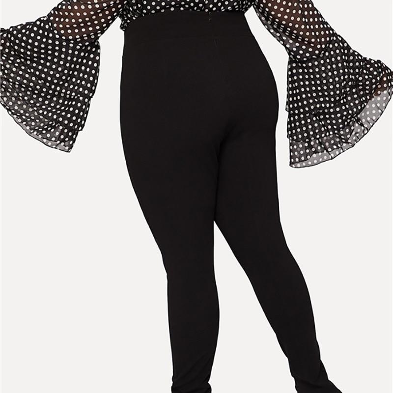 Black high waist pencil pants with double-breasted design and zipper closure, plus size women's trousers from The Clothing Company Sydney