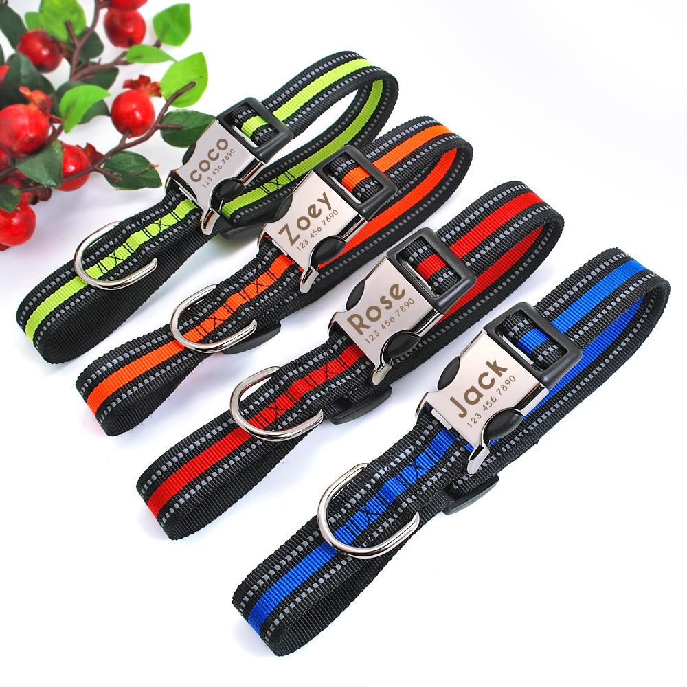 Nylon Personalized Pet Collar Engraved ID Tag Nameplate Reflective for Small Medium Large Dogs The Clothing Company Sydney