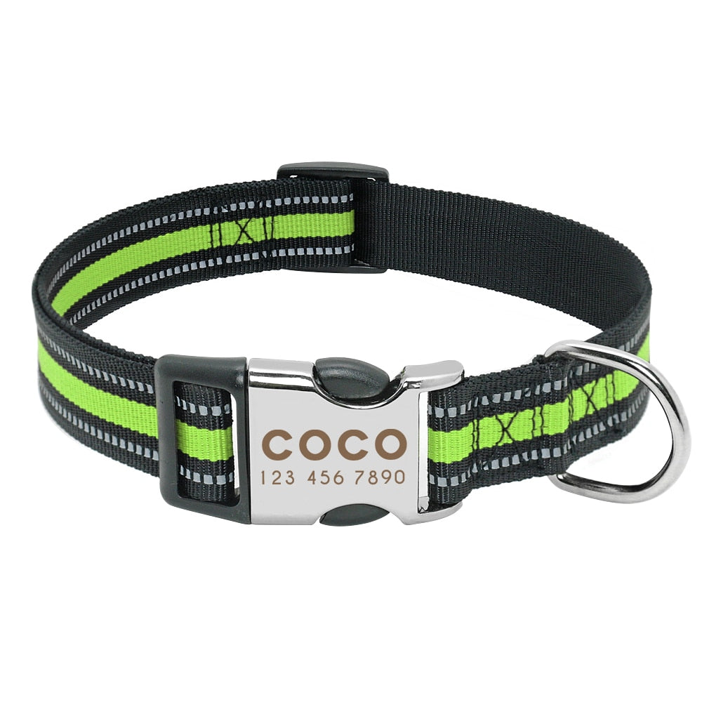 Nylon Personalized Pet Collar Engraved ID Tag Nameplate Reflective for Small Medium Large Dogs The Clothing Company Sydney