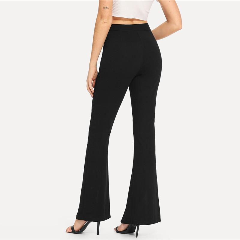 Black split solid leggings by The Clothing Company Sydney, mid-waist casual workwear pants, suitable for fitness and spring autumn wear.