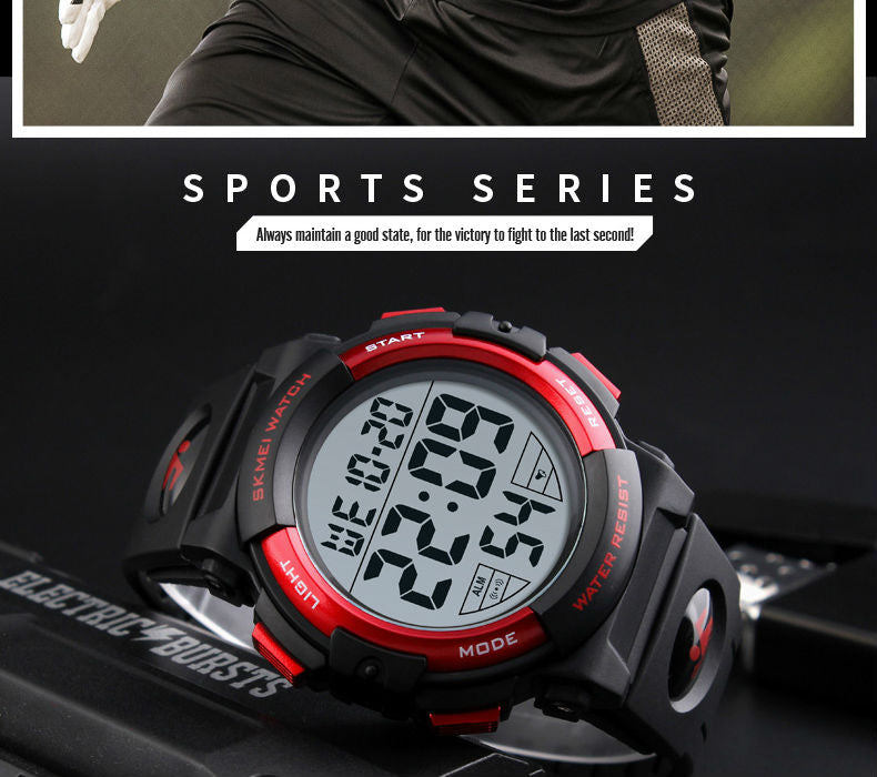 Men's luxury digital sport watch by The Clothing Company Sydney, 50M waterproof electronic watch with a sleek display.