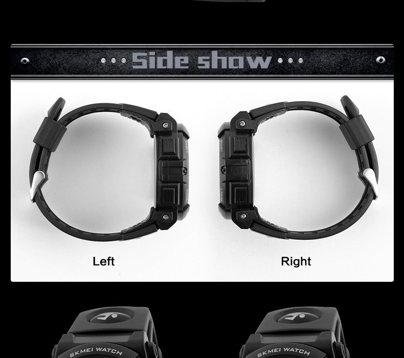 Men's luxury digital sport watch by The Clothing Company Sydney, 50M waterproof, with electronic display and sleek design.