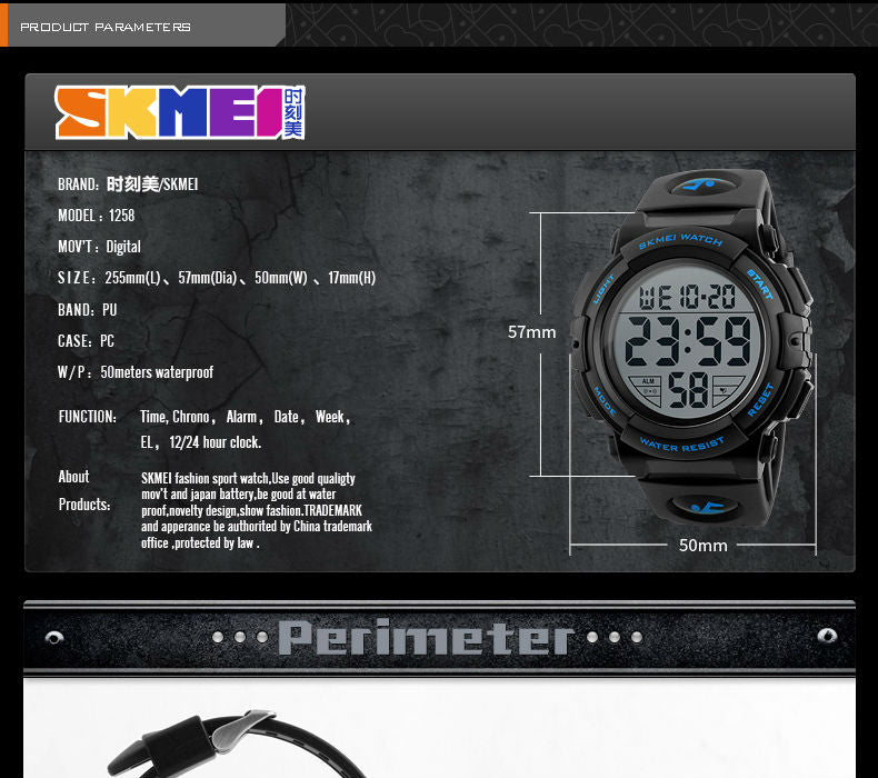 Men's luxury brand sport watch by The Clothing Company Sydney, electronic digital design, waterproof up to 50M.
