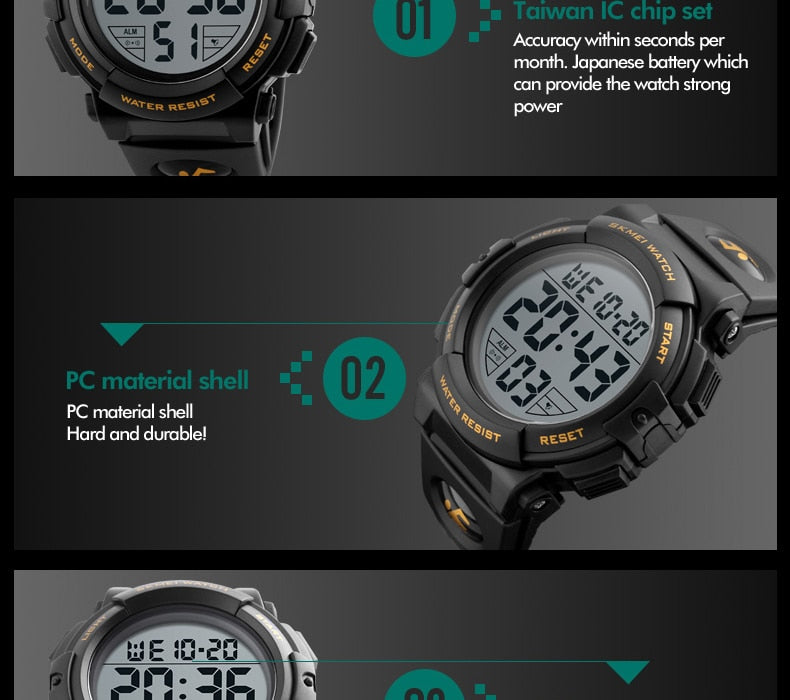 Men's luxury digital sport watch by The Clothing Company Sydney, 50M waterproof electronic watch with sleek design.