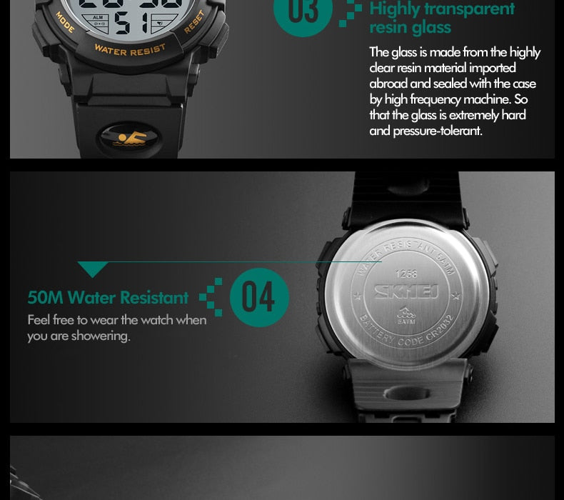 Men's luxury brand sport watch with digital display, waterproof up to 50M, by The Clothing Company Sydney.