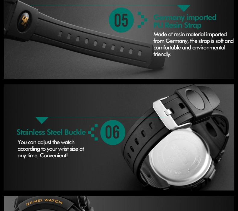 Men's luxury sport digital watch by The Clothing Company Sydney, 50M waterproof electronic watch with sleek design.