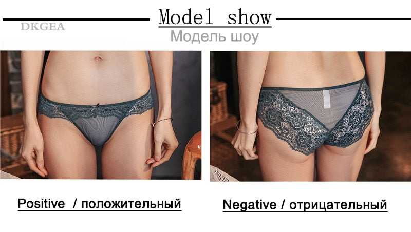Three-piece set of low-rise white, green, and red lace transparent briefs with hollow embroidery, from The Clothing Company Sydney.