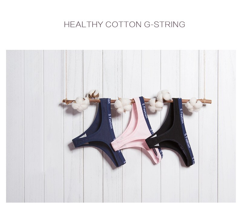 Three-pack of cotton mix G-string underwear from The Clothing Company Sydney, seamless T-back, low-rise, transparent briefs.