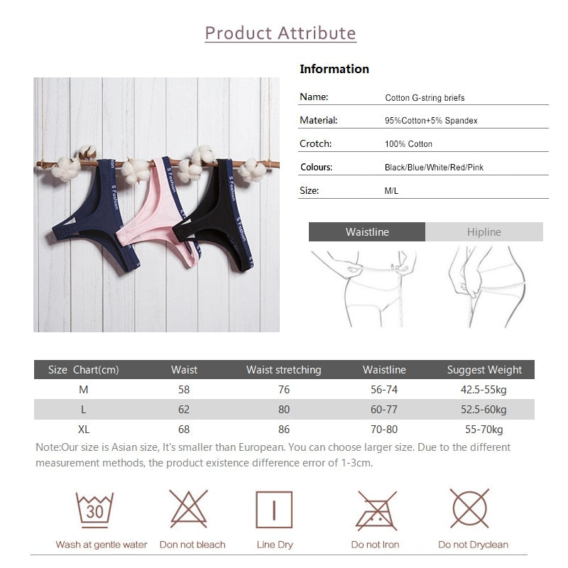 Three-pack G-string cotton mix panties from The Clothing Company Sydney, seamless T-back underwear with low-rise waistband.