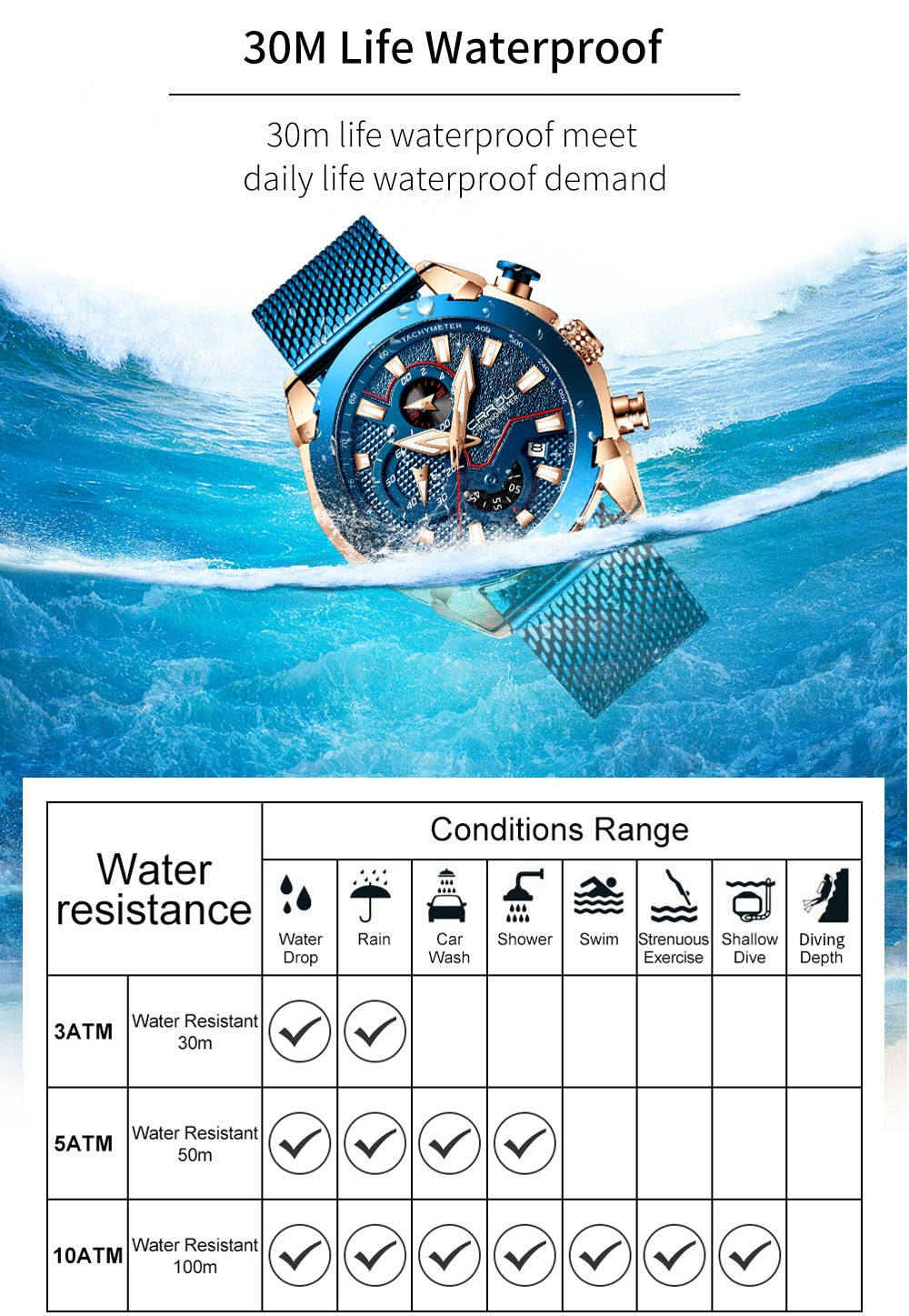 Luxury Army Military Watch by The Clothing Company Sydney, high-quality 316L stainless steel chronograph men's watch.
