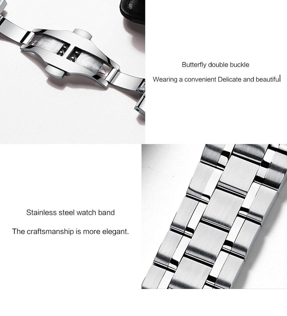 Stainless steel automatic men's watch with curved glass, Japan NH35A movement, waterproof, business and leisure style.