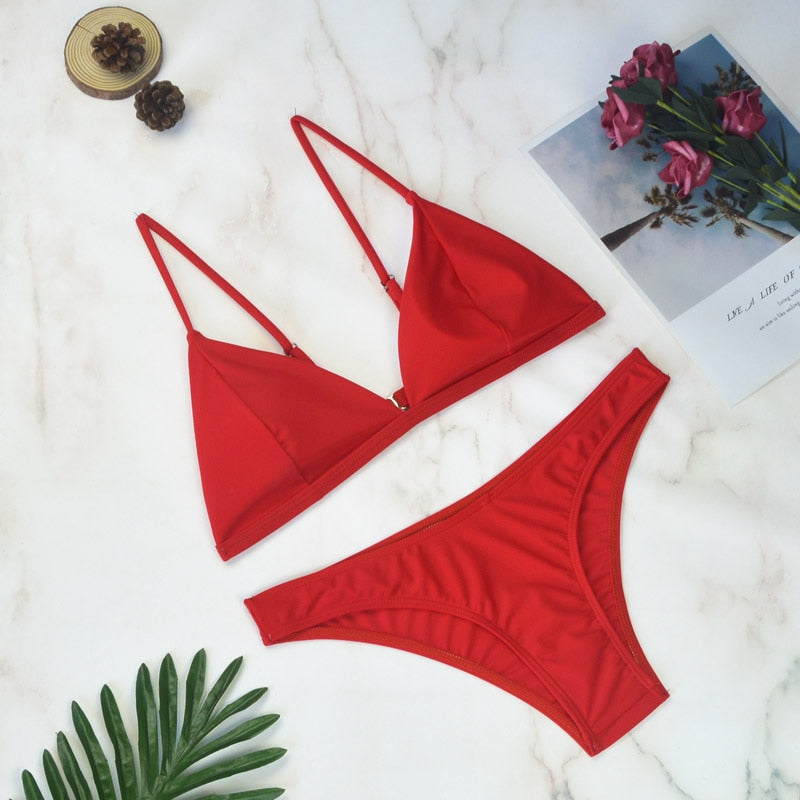 2 Piece Thong Swimwear Female Swimsuits Solid Bikini set Brazilian Bathing Suit Beachwear The Clothing Company Sydney