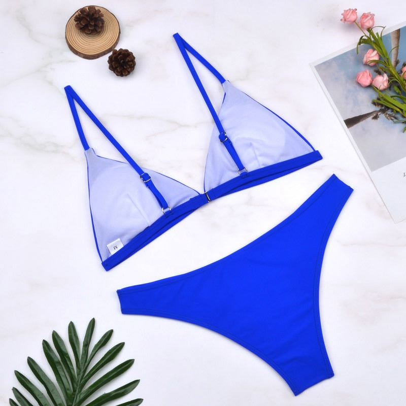 2 Piece Thong Swimwear Female Swimsuits Solid Bikini set Brazilian Bathing Suit Beachwear The Clothing Company Sydney