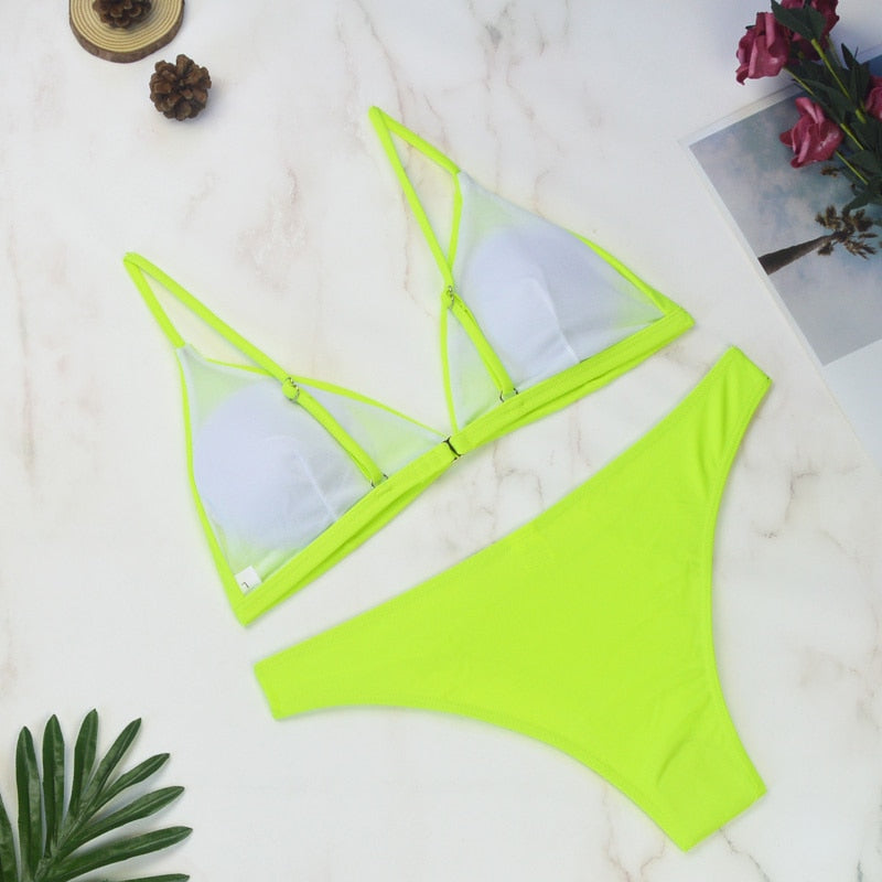 2 Piece Thong Swimwear Female Swimsuits Solid Bikini set Brazilian Bathing Suit Beachwear The Clothing Company Sydney