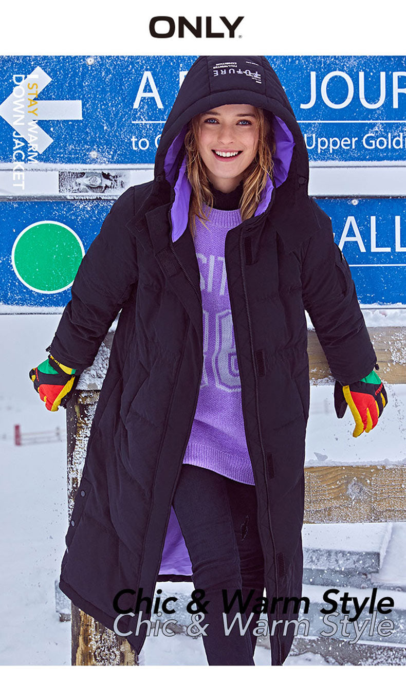 Long loose fit autumn winter contrasting parka down jacket by The Clothing Company Sydney, featuring a stylish, warm outerwear top.