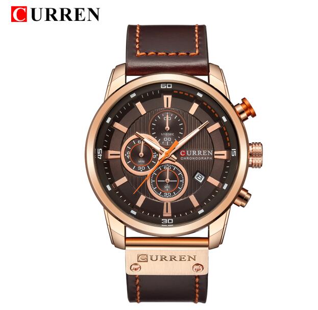 Luxury analog-digital leather men's military quartz watch with sport style, featuring a black dial and sturdy strap.