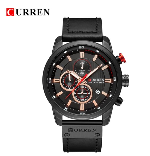 Luxury analog-digital leather men's military quartz watch with sporty design and military-inspired style.
