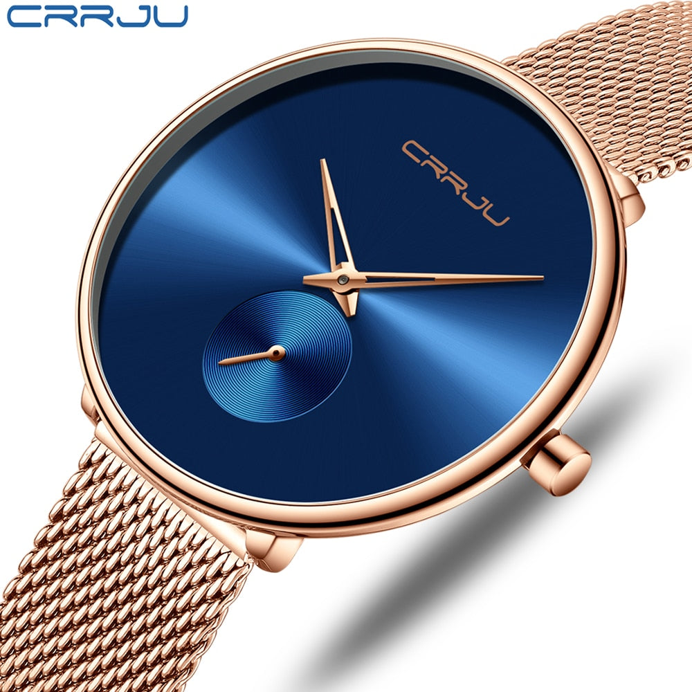 Minimalist women's waterproof quartz wristwatch with mesh strap from The Clothing Company Sydney, suitable for daily casual wear.