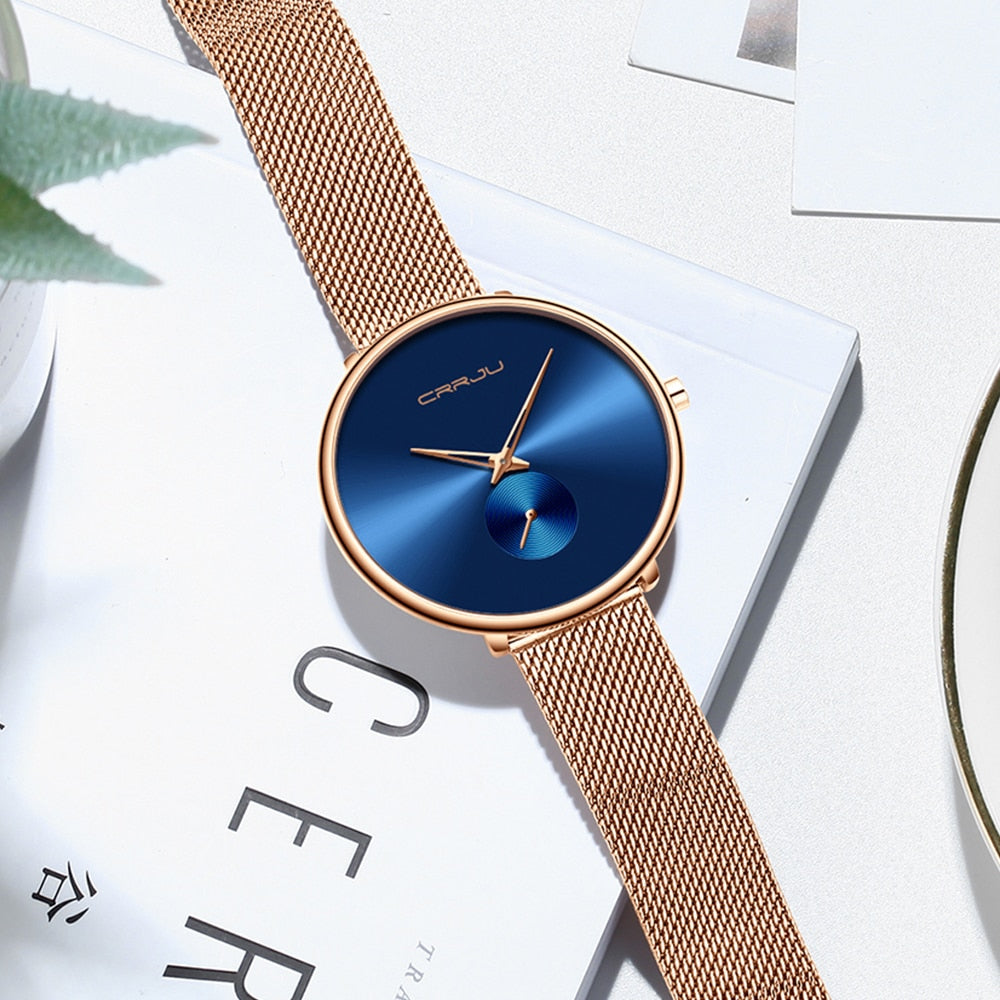 Minimalist waterproof quartz wristwatch for women with a casual mesh strap, stylish daily dress accessory by The Clothing Company Sydney