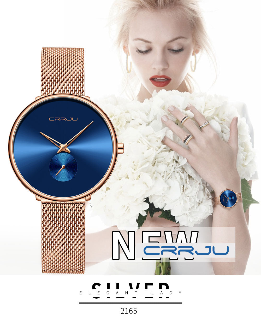 Luxury casual ladies' watch by The Clothing Company Sydney, minimalist waterproof quartz wristwatch with mesh strap.
