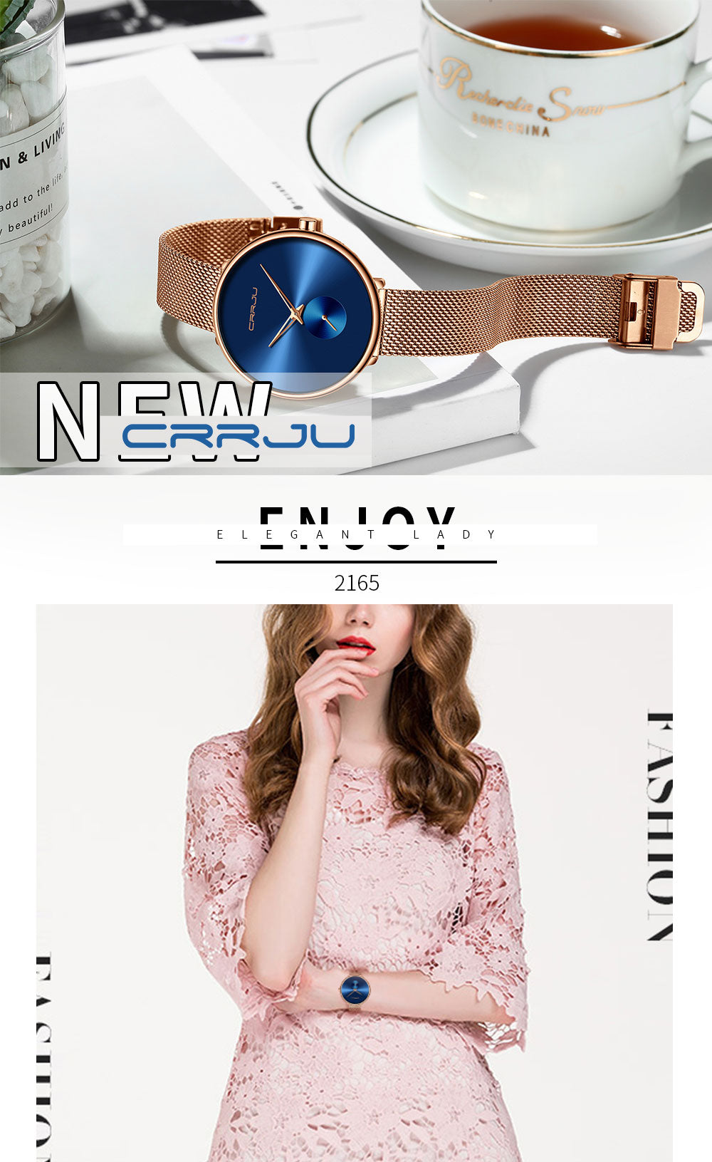 Minimalist women's waterproof quartz wristwatch with mesh strap from The Clothing Company Sydney, perfect for casual daily wear.