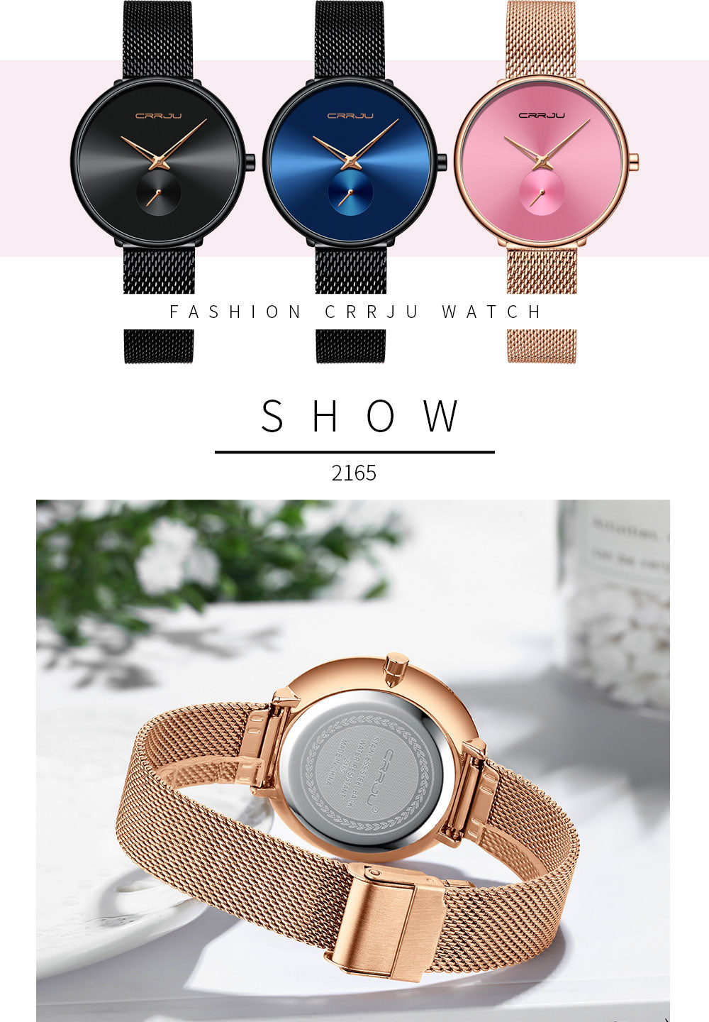 Minimalist waterproof quartz wristwatch for women with a sleek mesh strap, casual style, by The Clothing Company Sydney.