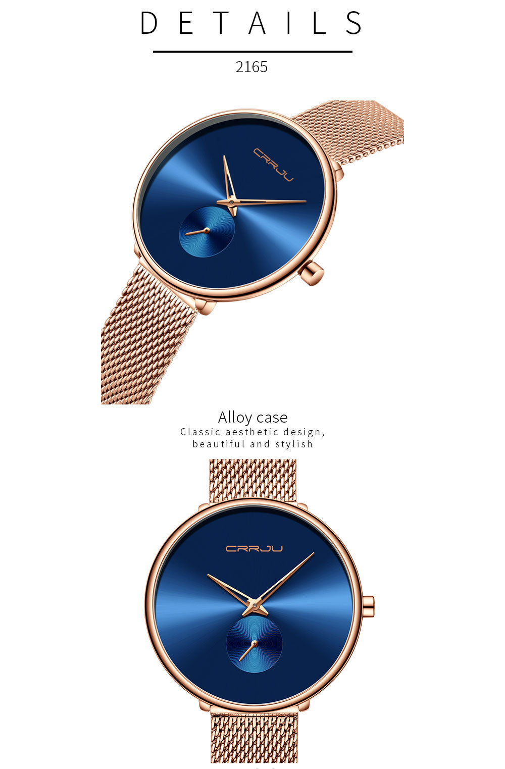 Luxury casual women's mesh wristwatch with minimalist design, waterproof quartz movement, by The Clothing Company Sydney.