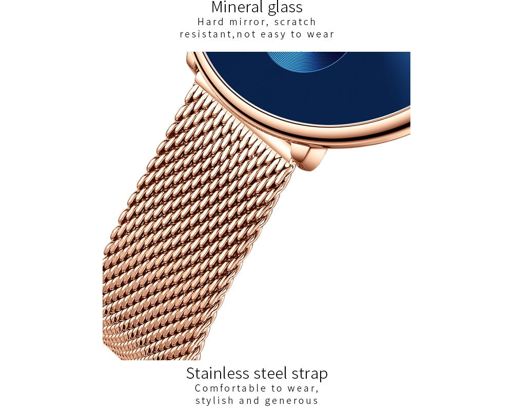 Minimalist waterproof quartz wristwatch for women by The Clothing Company Sydney, featuring a simple casual design and mesh strap.