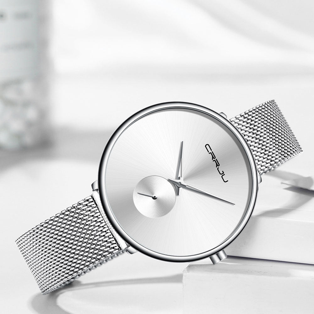 Luxury casual ladies' wristwatch by The Clothing Company Sydney, minimalist waterproof quartz watch with mesh strap.