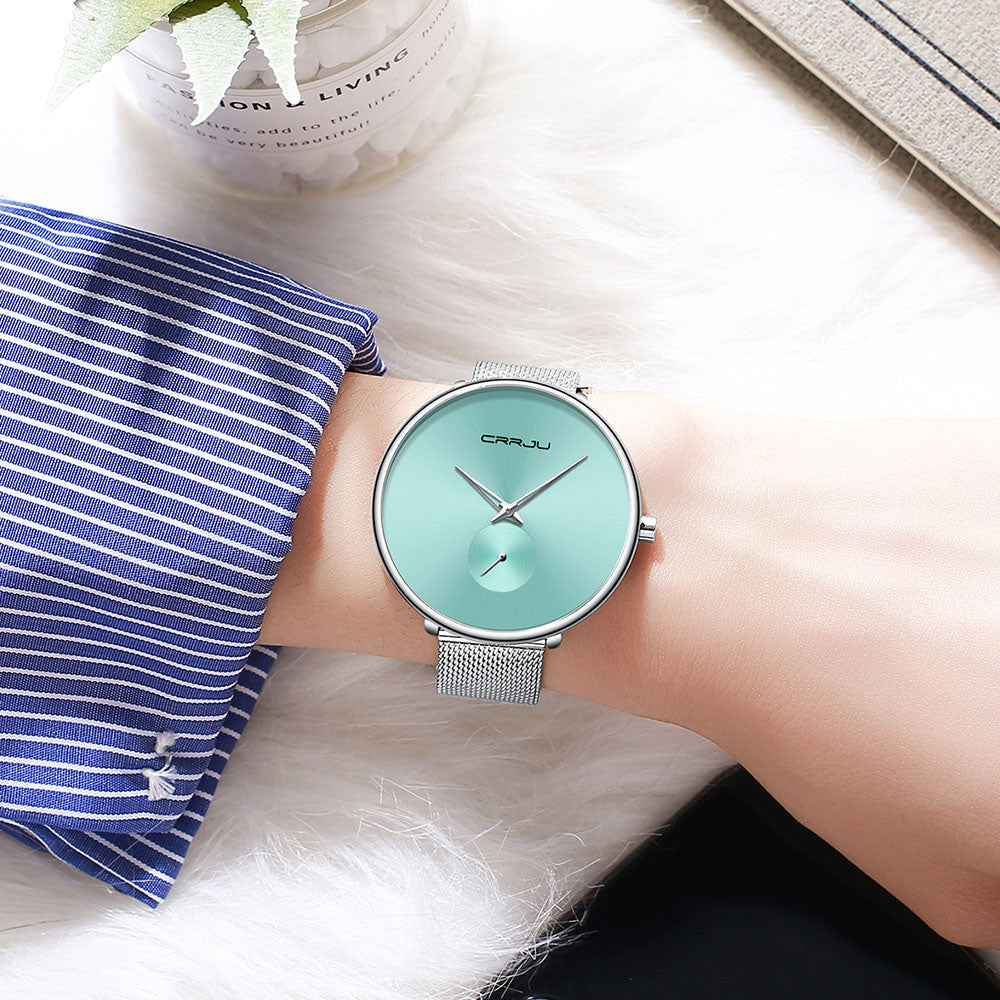 Luxury casual ladies' watch with minimalist mesh strap and waterproof quartz movement by The Clothing Company Sydney.