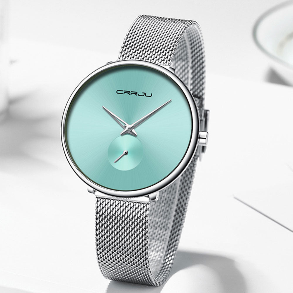 Simple women's waterproof quartz wristwatch with minimalist mesh strap from The Clothing Company Sydney, suitable for daily casual wear.