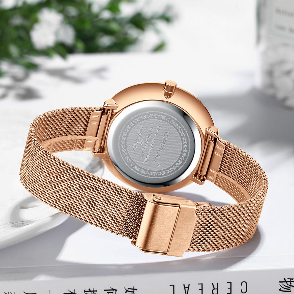 Luxury casual ladies' mesh wristwatch by The Clothing Company Sydney featuring minimalist design and waterproof quartz movement.