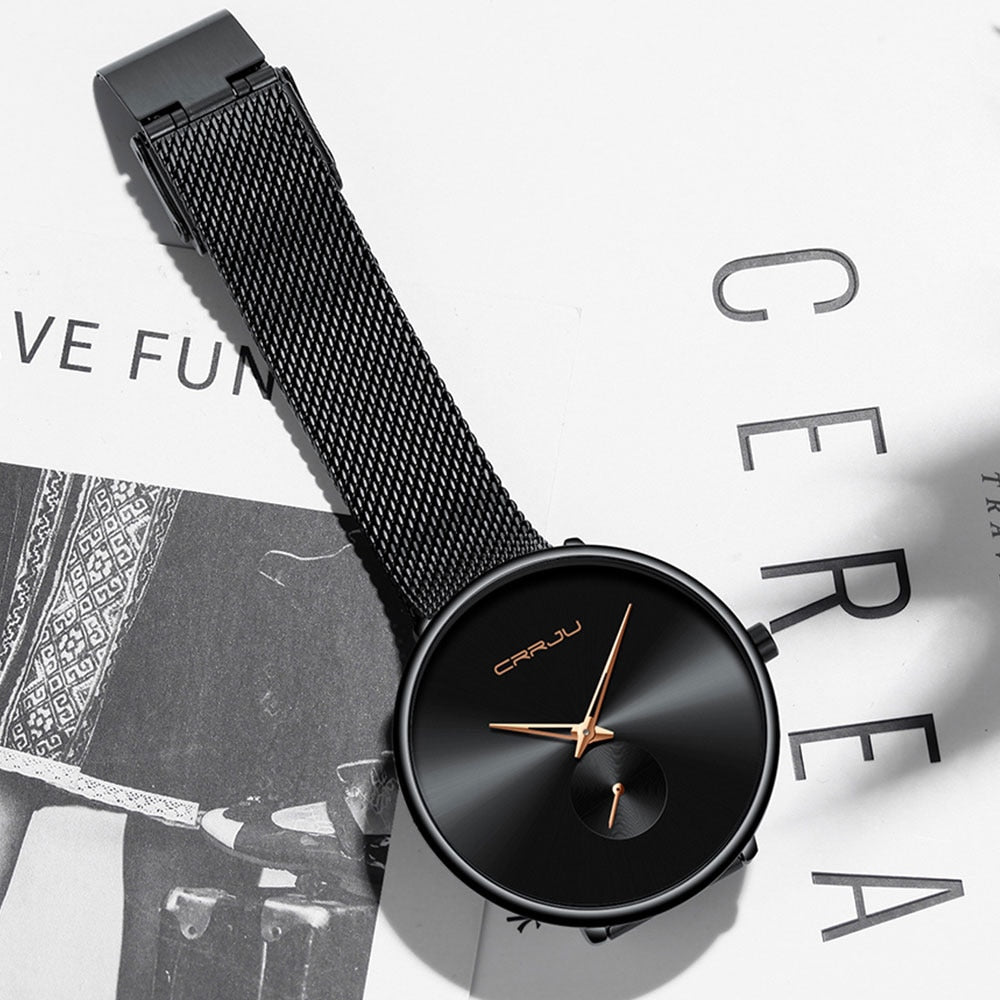 Luxury casual women's dress watch by The Clothing Company Sydney, minimalist waterproof quartz wristwatch with mesh strap.