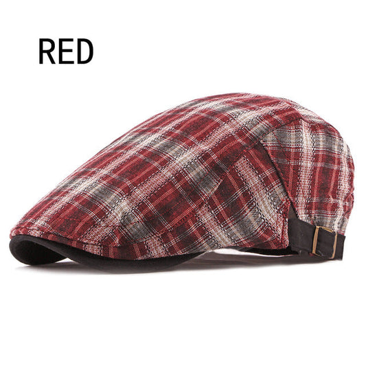 Casual Cotton Plaid Flat Adjustable Beret Flay Ivy News Boy Cap The Clothing Company Sydney