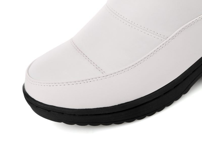 Below knee high snow boots from The Clothing Company Sydney with round toe and soft PU leather, designed for cold weather.