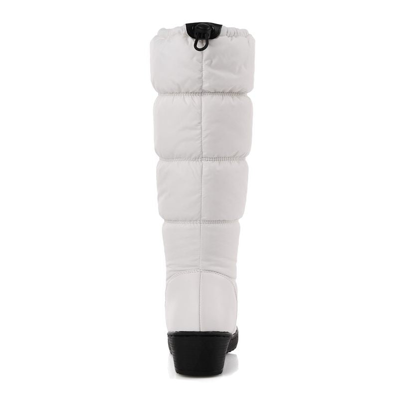 Below knee high snow boots by The Clothing Company Sydney with round toe, soft PU leather, designed for winter wear.