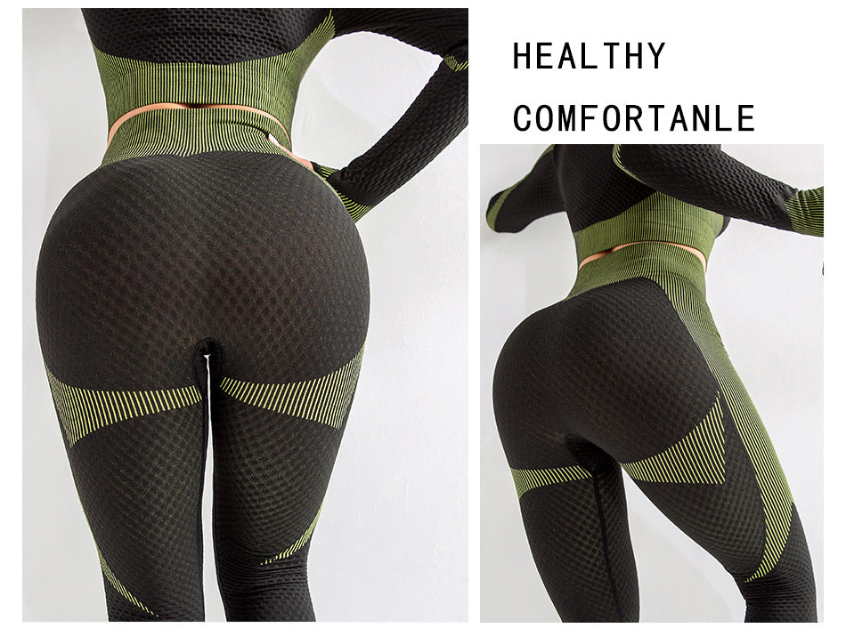 2 Piece Sports Yoga Gym Fitness Leggings Sportswear Seamless Athletic Long Sleeve Zip Up Top Set The Clothing Company Sydney