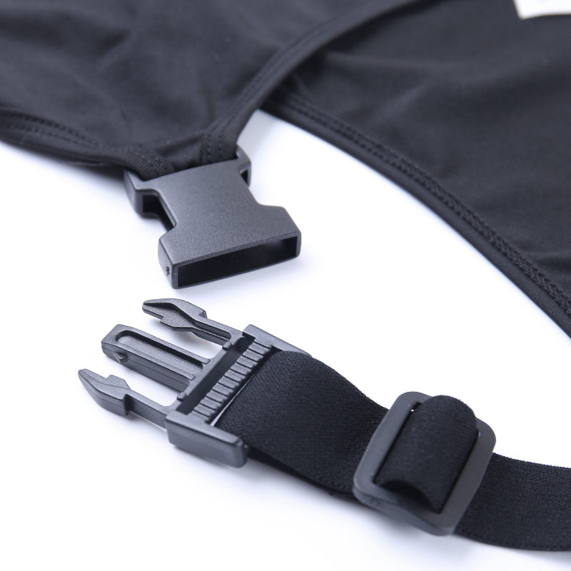 Black solid sexy high street bodysuit with hollow out details, buckle accents, sleeveless and backless design for ladies.