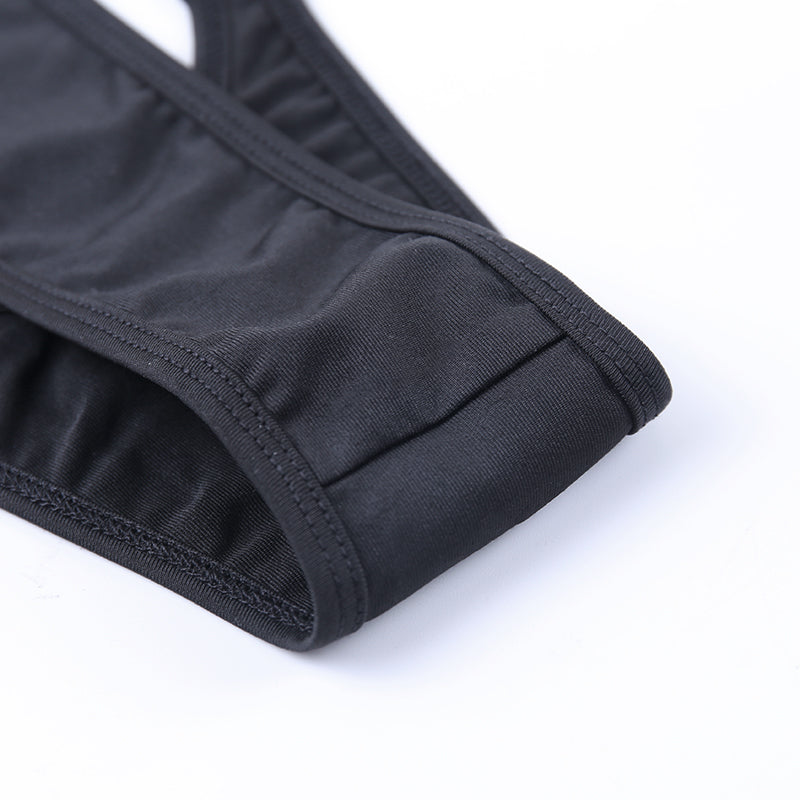 Black solid bodysuit with hollow-out design, buckle details, sleeveless, backless style, by The Clothing Company Sydney.