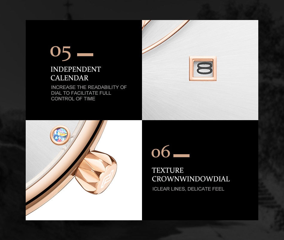 Luxury crystal rose gold steel mesh ladies wrist watch with bracelet design by The Clothing Company Sydney.