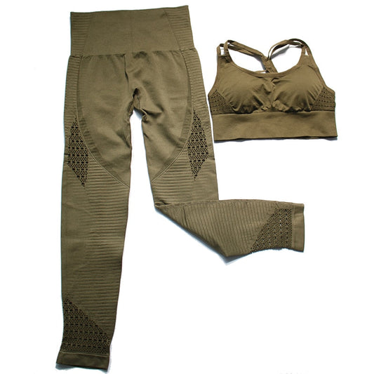 2 Piece Sports Gym Fitness Lifting Pants Sportswear Leggings Padded Push-up Seamless Sports Bra Top Set The Clothing Company Sydney