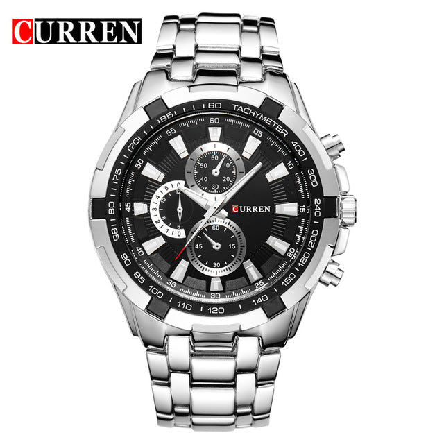 Men's military-style quartz analog watch by The Clothing Company Sydney, waterproof sports watch with durable design.