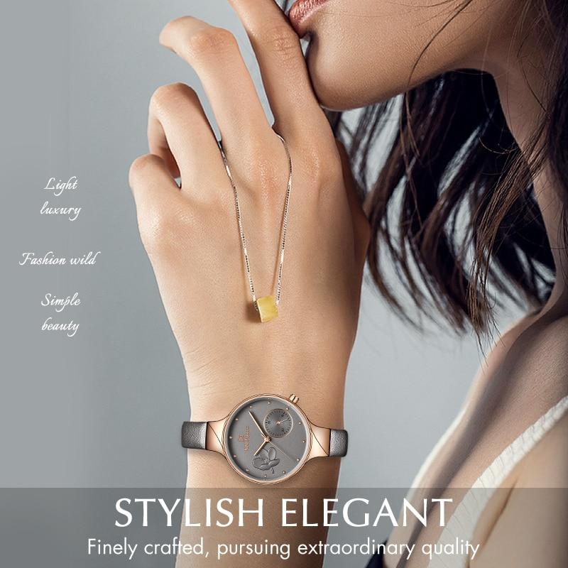 Luxury Fashion Quartz Ladies' Leather Waterproof Watch by The Clothing Company Sydney, featuring a sleek watch face and elegant leather strap.