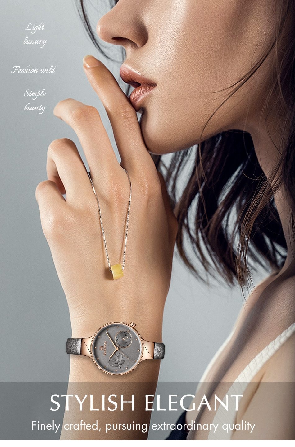 Luxury fashion quartz wrist watch for ladies by The Clothing Company Sydney, featuring a leather strap and waterproof design.